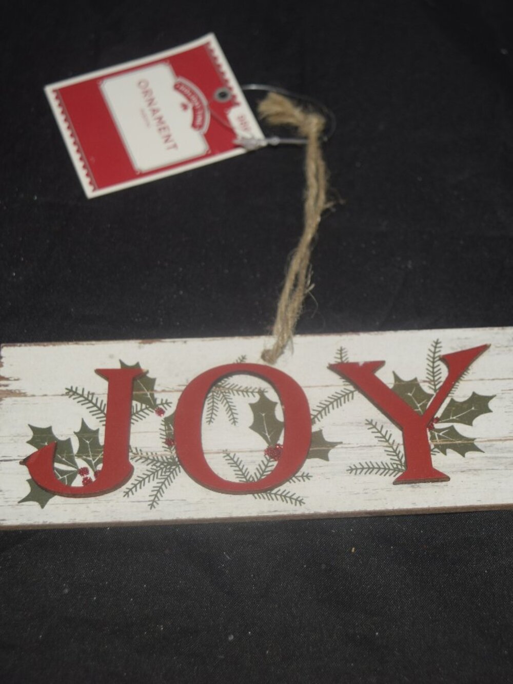 New with Tags Rustic Wooden "JOY" Ornament – Festive Holiday Decor